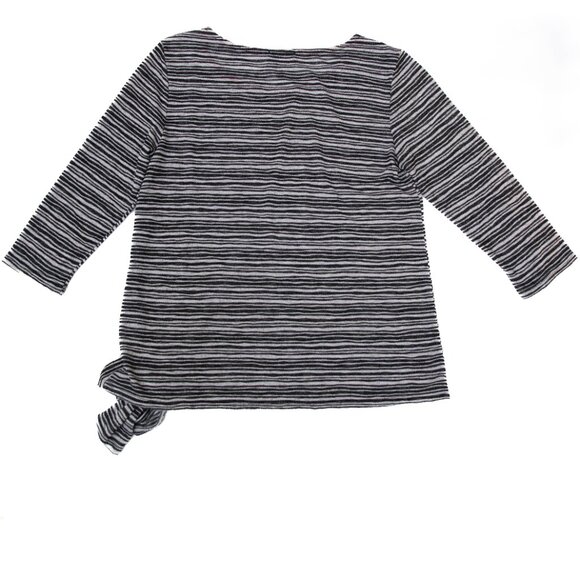 W5 Anthropologie Top Womens S Stripped Knit Pullover Black & White w Front Tie - Picture 2 of 7